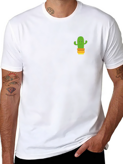 Camiseta Negra con Diseño de Cactus en Maceta