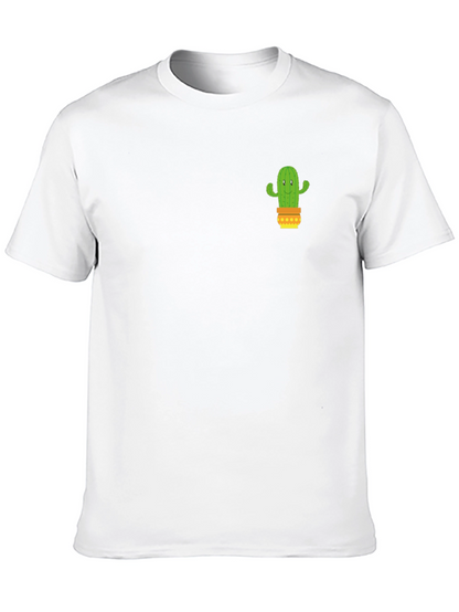 Camiseta Negra con Diseño de Cactus en Maceta
