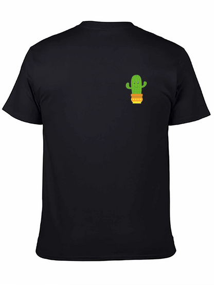 Camiseta Negra con Diseño de Cactus en Maceta
