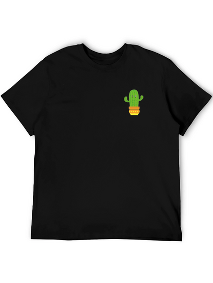 Camiseta Negra con Diseño de Cactus en Maceta