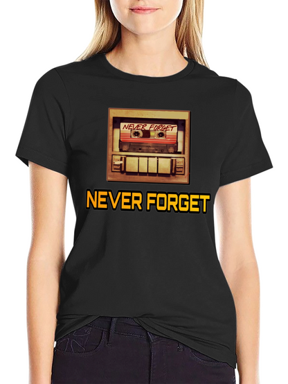 Camiseta Negra Retro Never Forget para Hombre