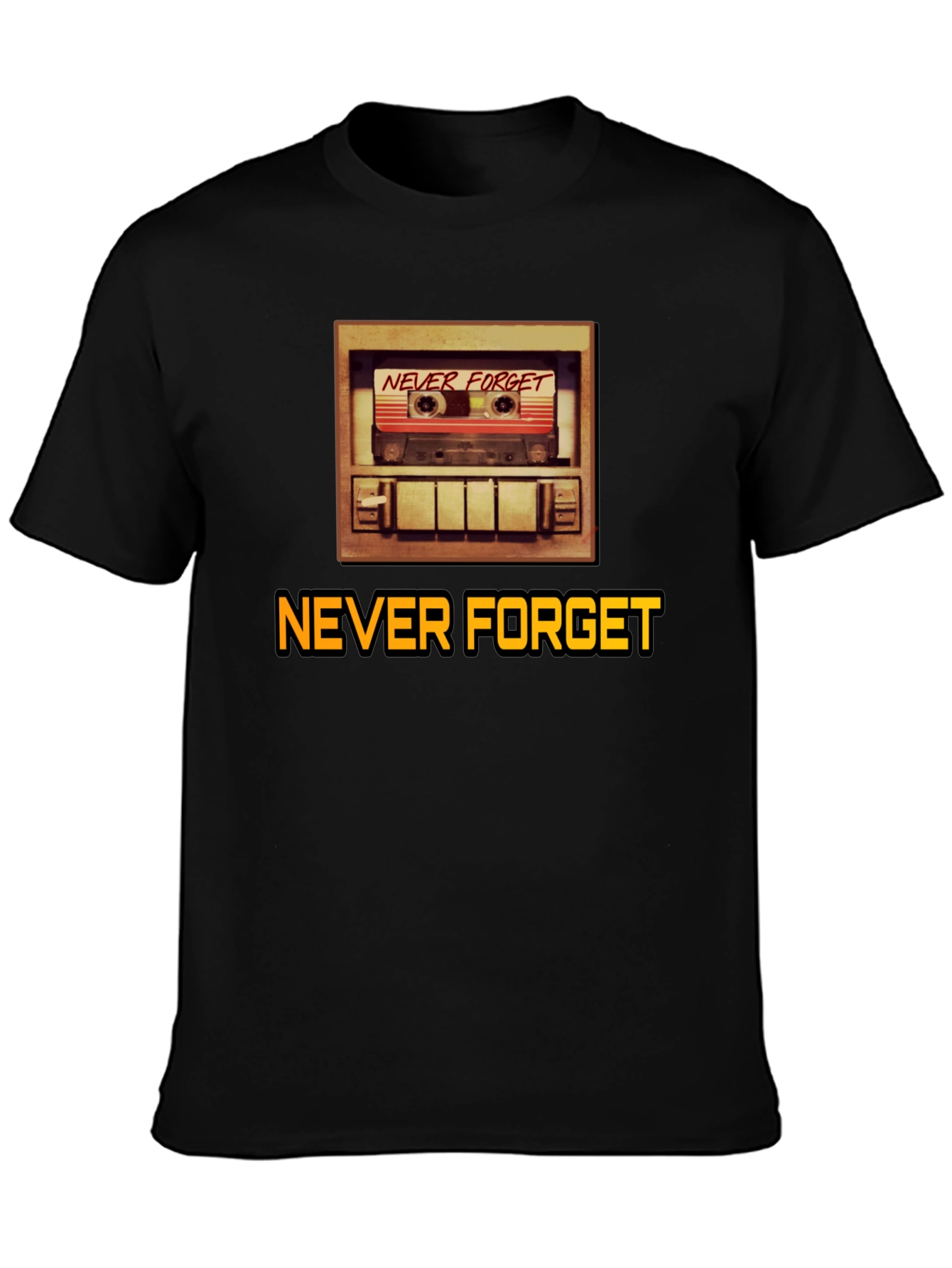 Camiseta Negra Retro Never Forget para Hombre