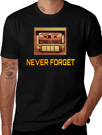 Camiseta Negra Retro Never Forget para Hombre