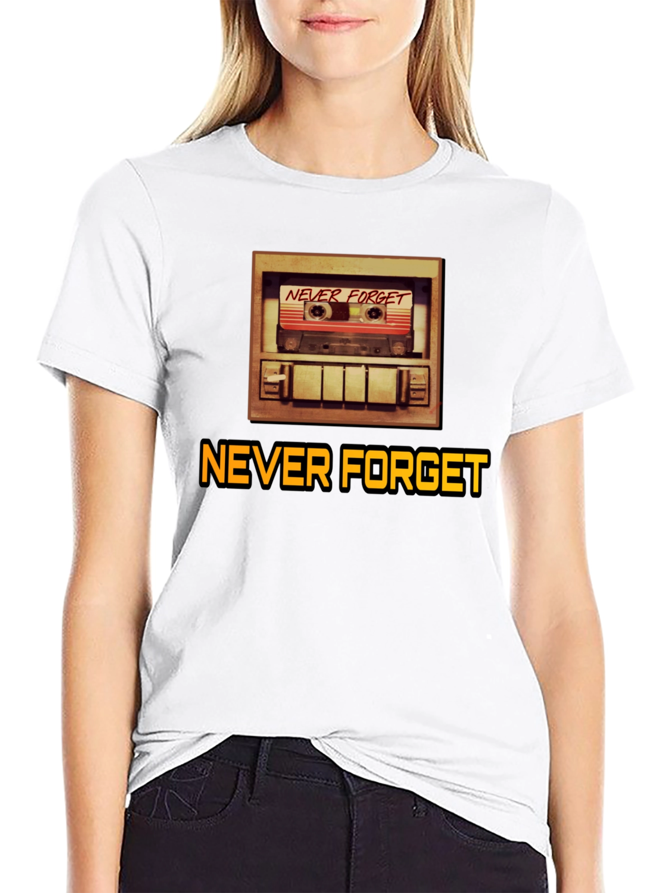 Camiseta Negra Retro Never Forget para Hombre