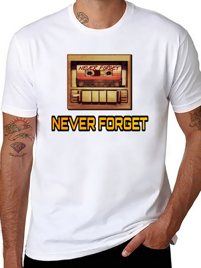 Camiseta Negra Retro Never Forget para Hombre