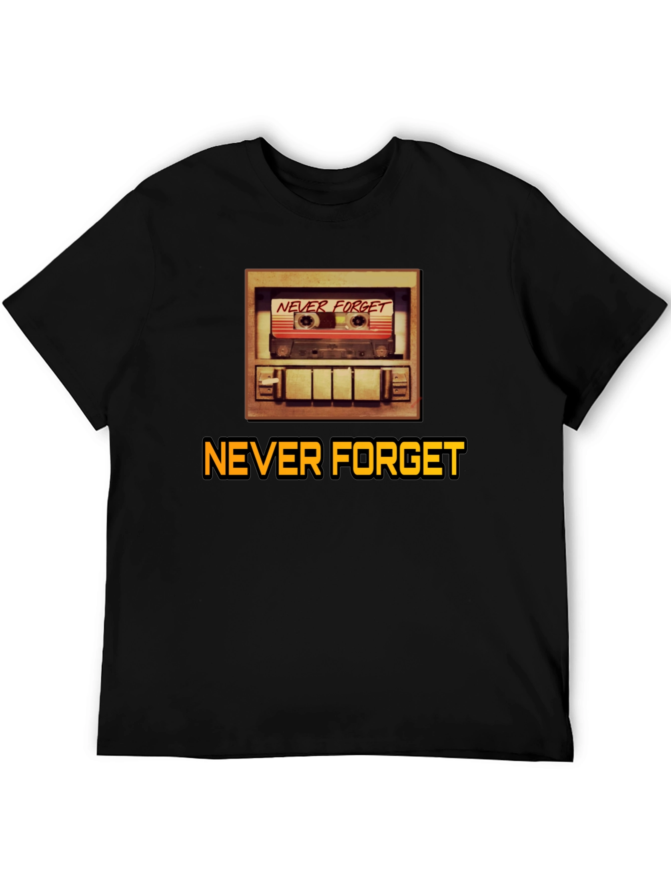 Camiseta Negra Retro Never Forget para Hombre