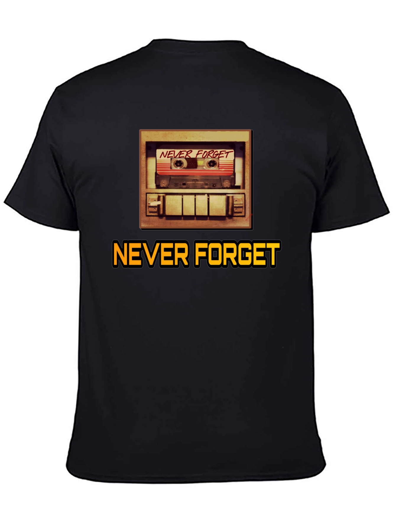 Camiseta Negra Retro Never Forget para Hombre