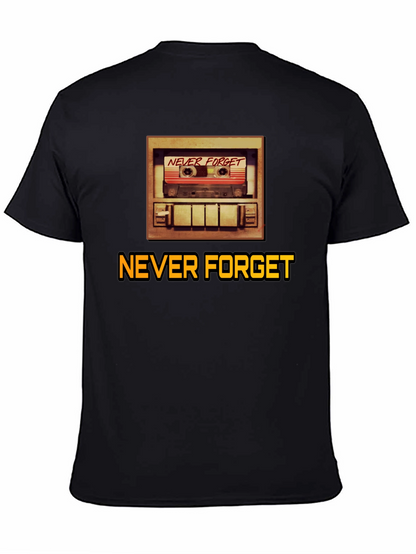 Camiseta Negra Retro Never Forget para Hombre