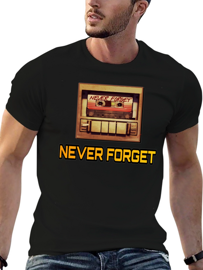 Camiseta Negra Retro Never Forget para Hombre