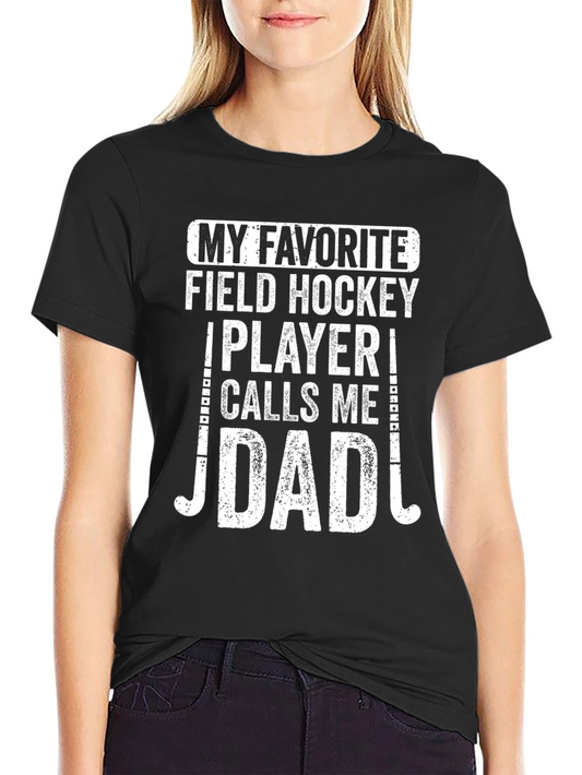Camiseta Negra Mi Jugador de Hockey Favorito me Llama Papá