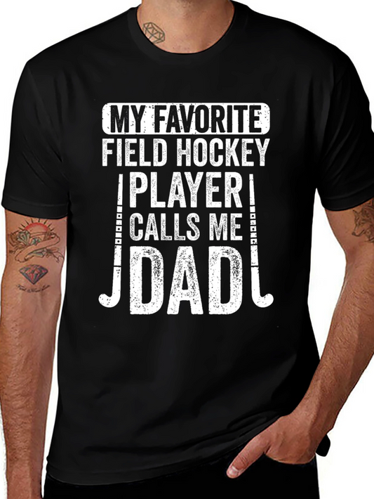 Camiseta Negra Mi Jugador de Hockey Favorito me Llama Papá