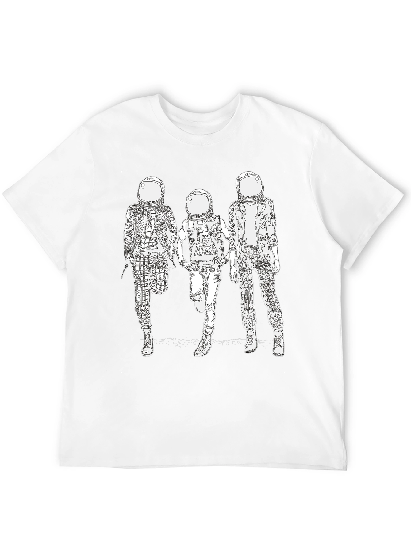 Camiseta Negra con Diseño de Astronautas