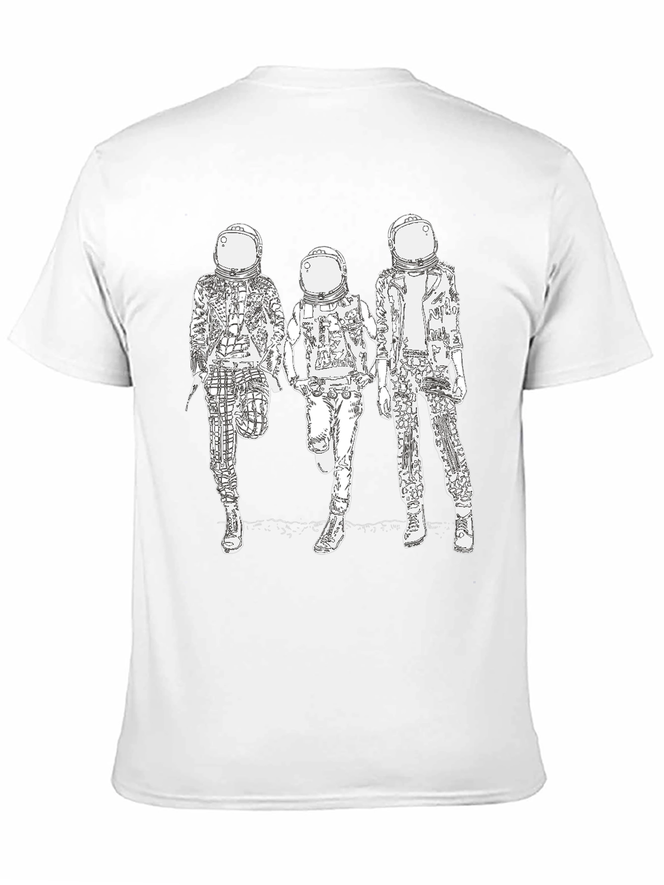 Camiseta Negra con Diseño de Astronautas