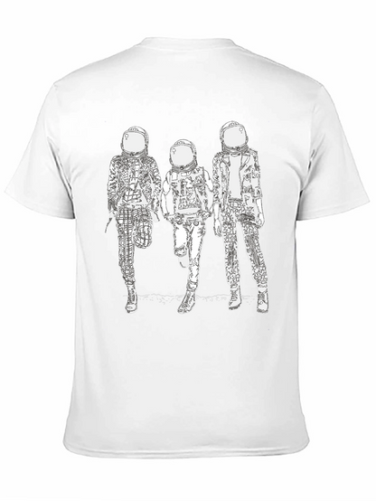 Camiseta Negra con Diseño de Astronautas