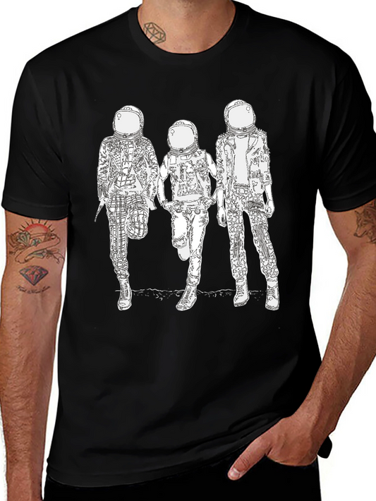 Camiseta Negra con Diseño de Astronautas