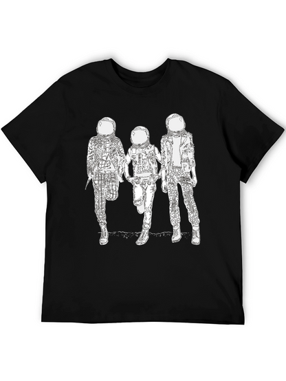 Camiseta Negra con Diseño de Astronautas