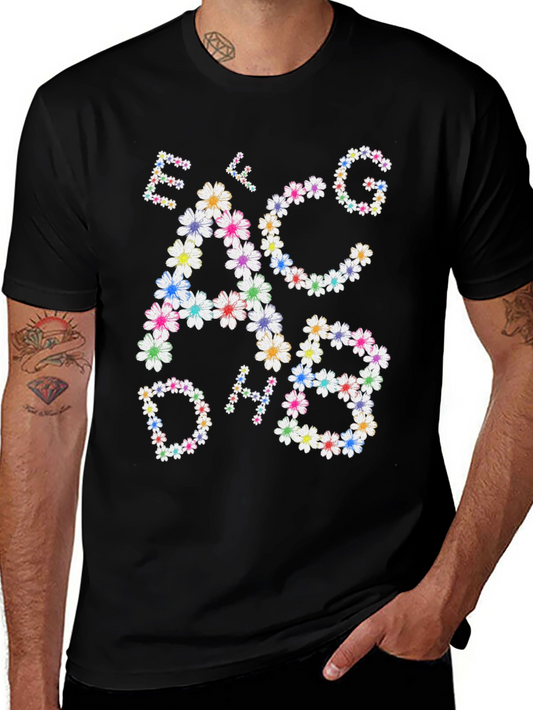 Camiseta Negra con Notas Musicales Florales