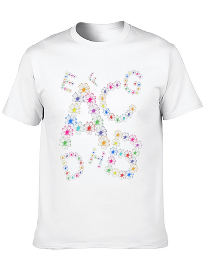 Camiseta Negra con Notas Musicales Florales