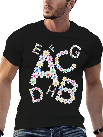 Camiseta Negra con Notas Musicales Florales