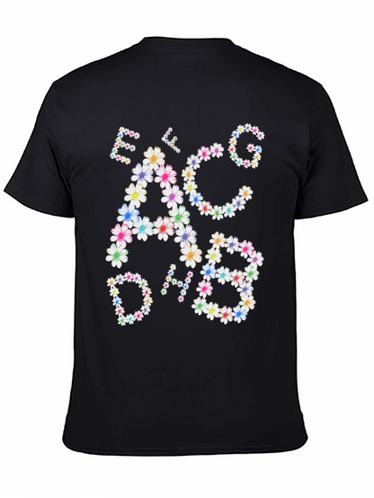 Camiseta Negra con Notas Musicales Florales