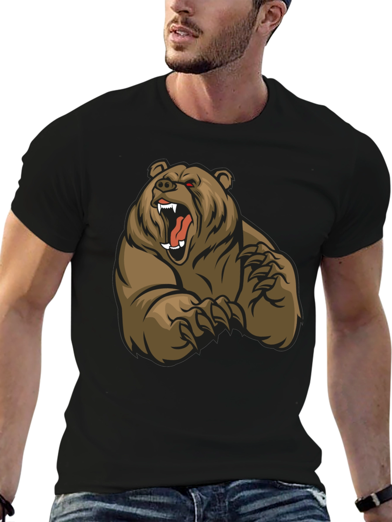 Camiseta Negra con Diseño de Oso