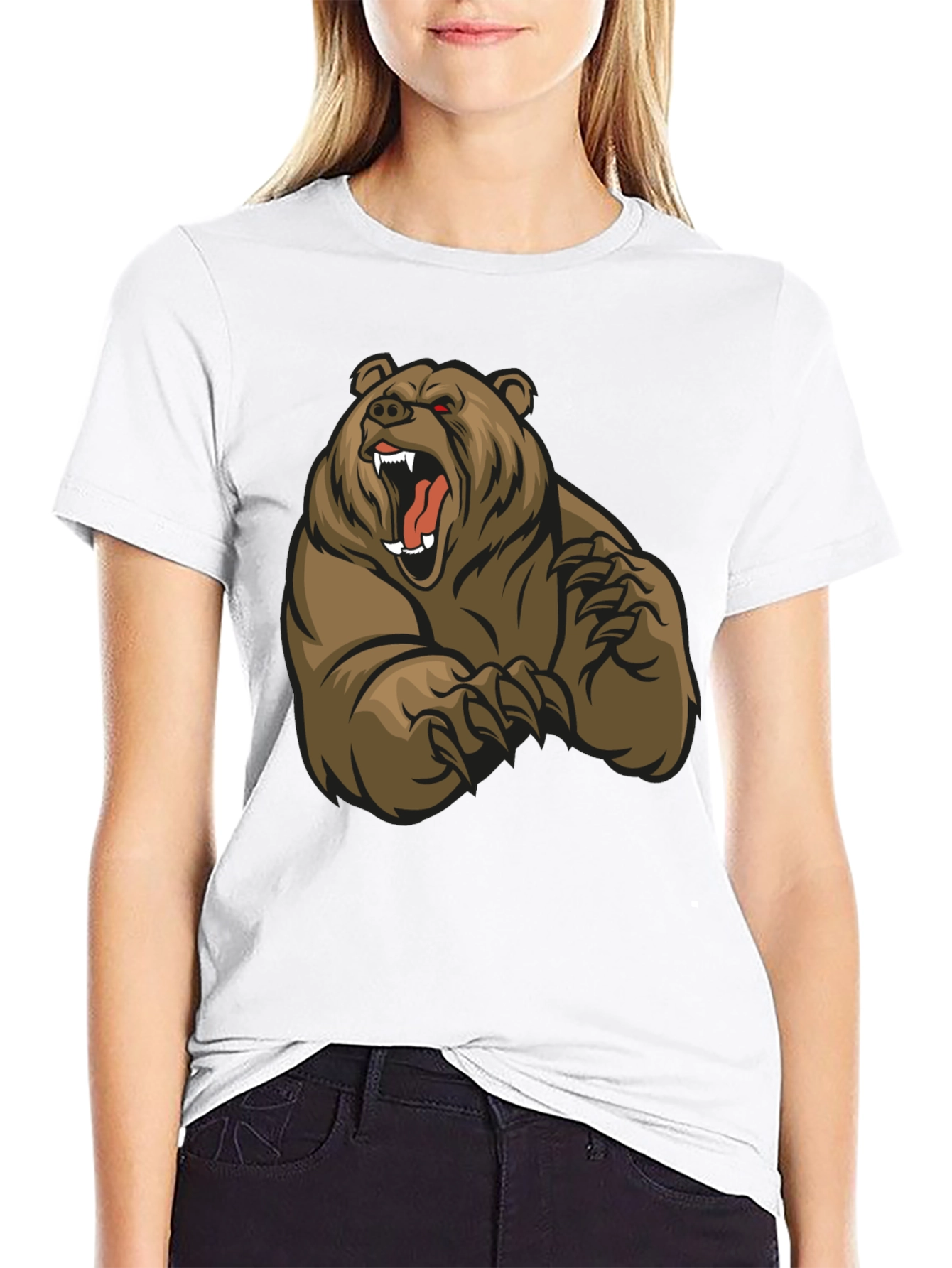 Camiseta Negra con Diseño de Oso
