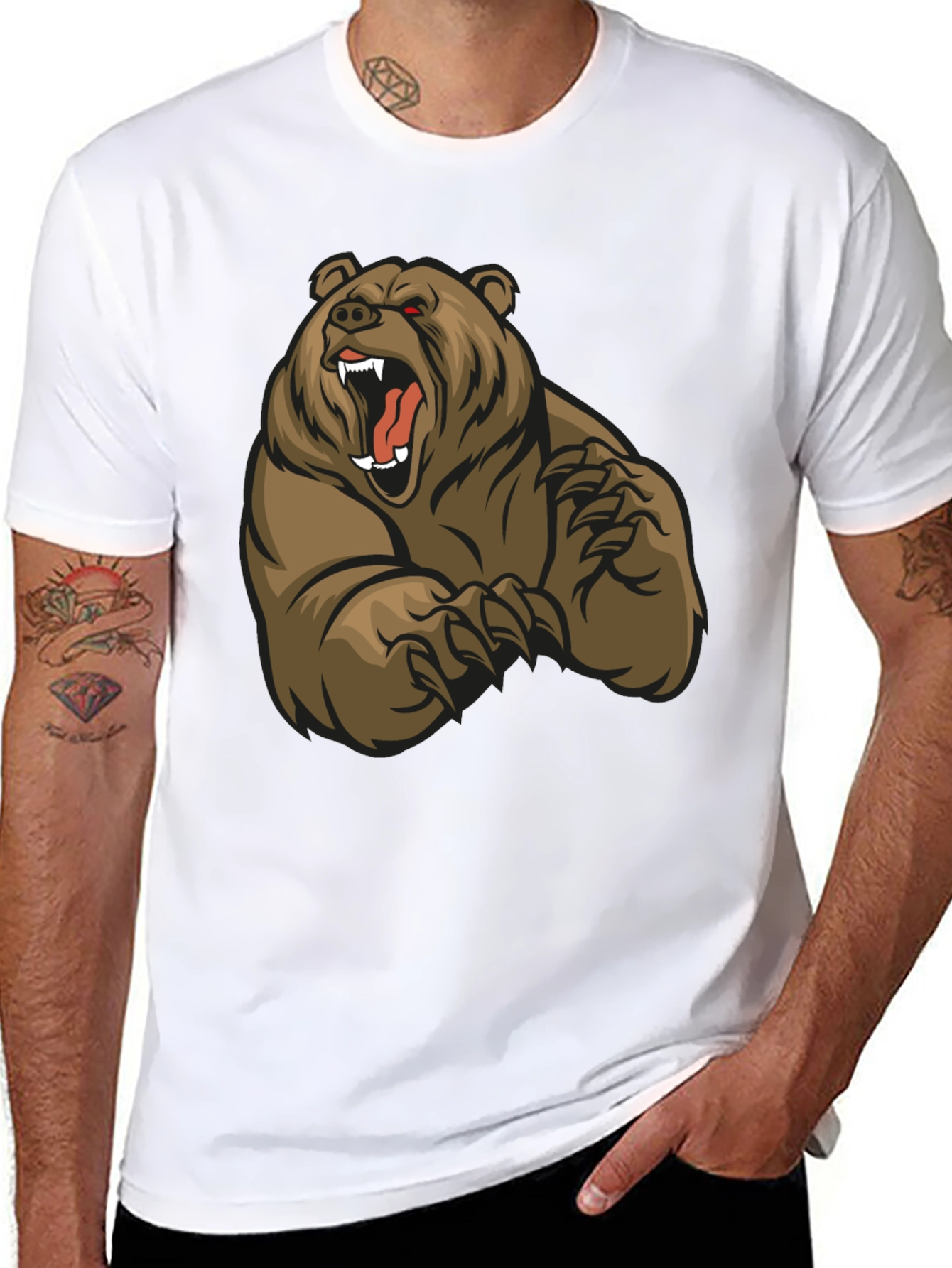Camiseta Negra con Diseño de Oso