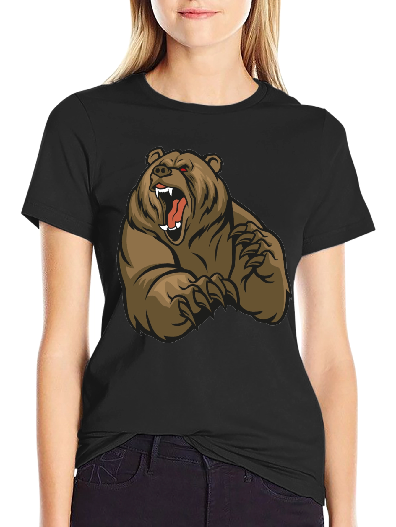 Camiseta Negra con Diseño de Oso