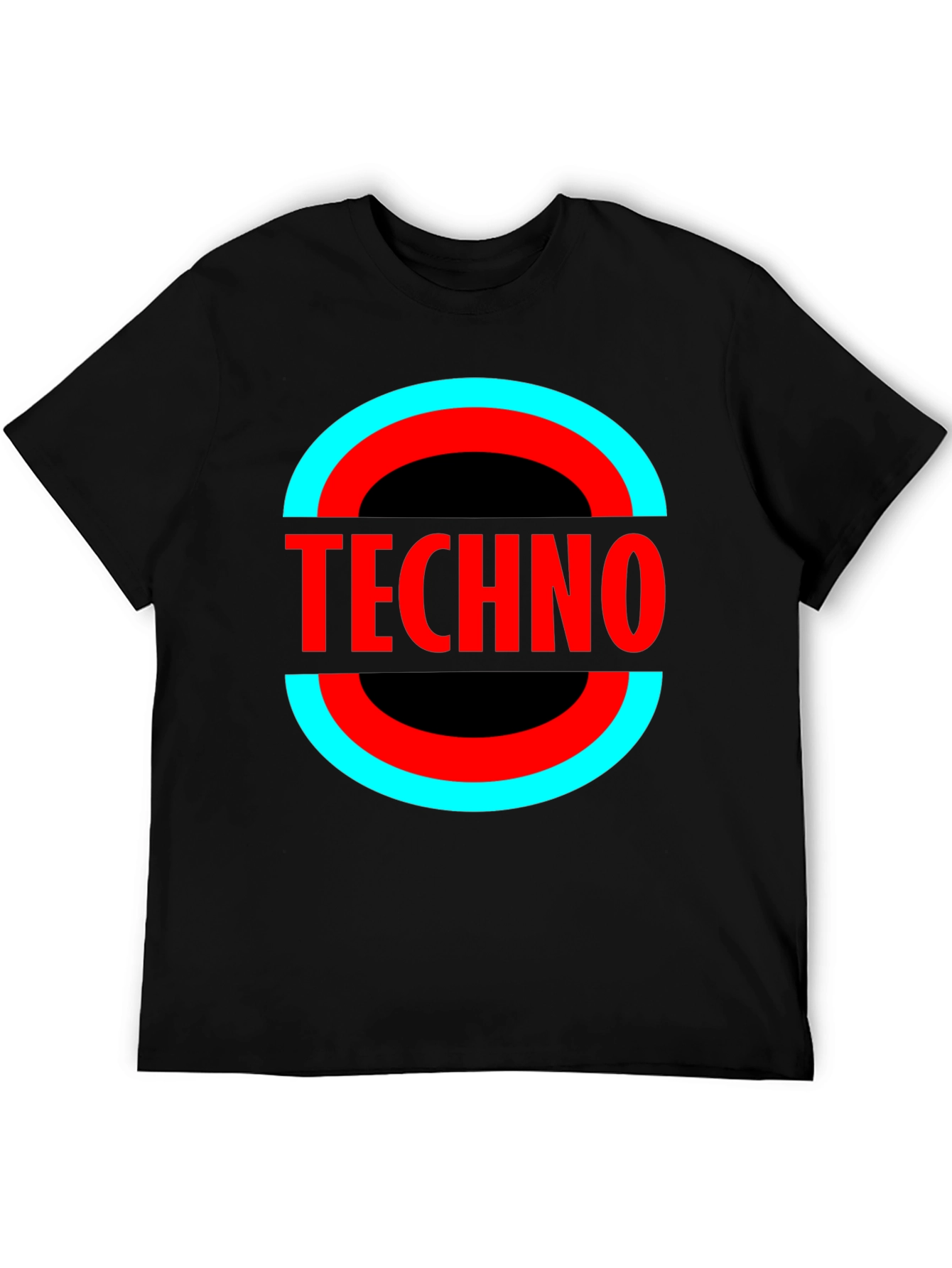 Camiseta Negra Techno - Diseño Circular Moderno