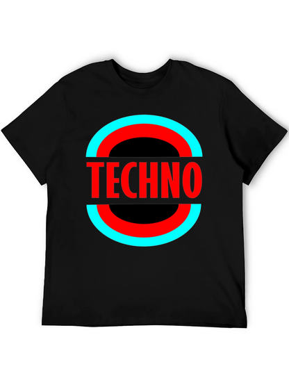 Camiseta Negra Techno - Diseño Circular Moderno
