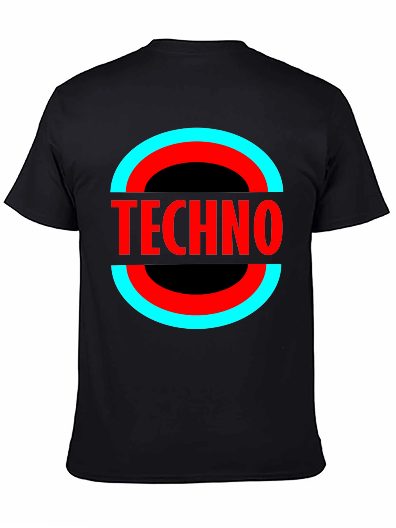 Camiseta Negra Techno - Diseño Circular Moderno