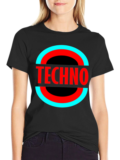 Camiseta Negra Techno - Diseño Circular Moderno