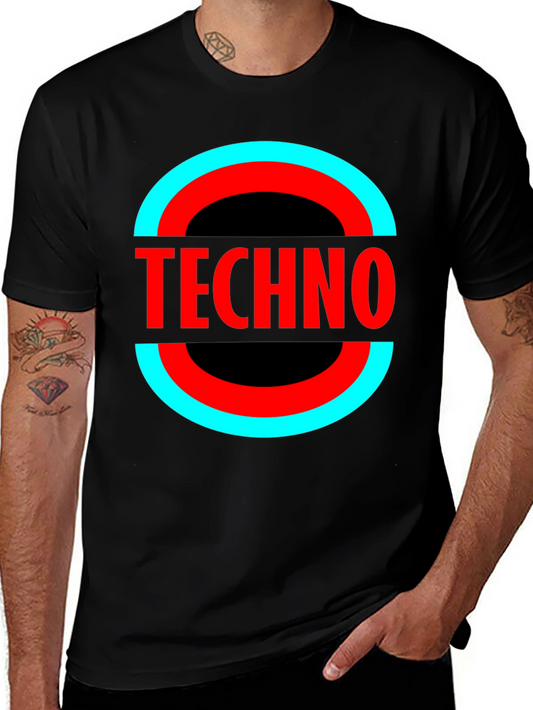 Camiseta Negra Techno - Diseño Circular Moderno