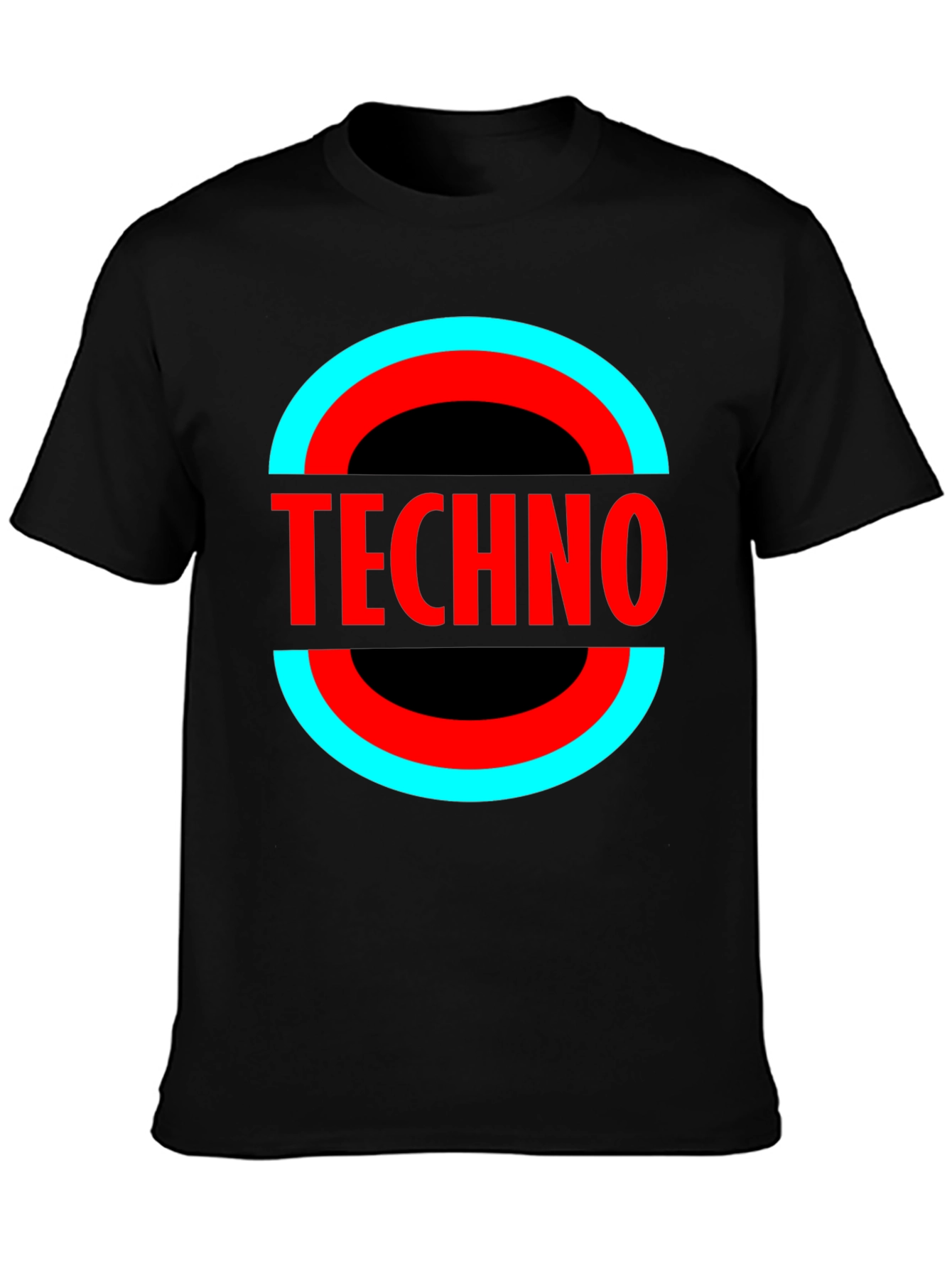Camiseta Negra Techno - Diseño Circular Moderno
