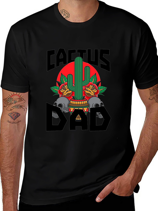 Camiseta Negra Cactus Dad con Diseño Gráfico