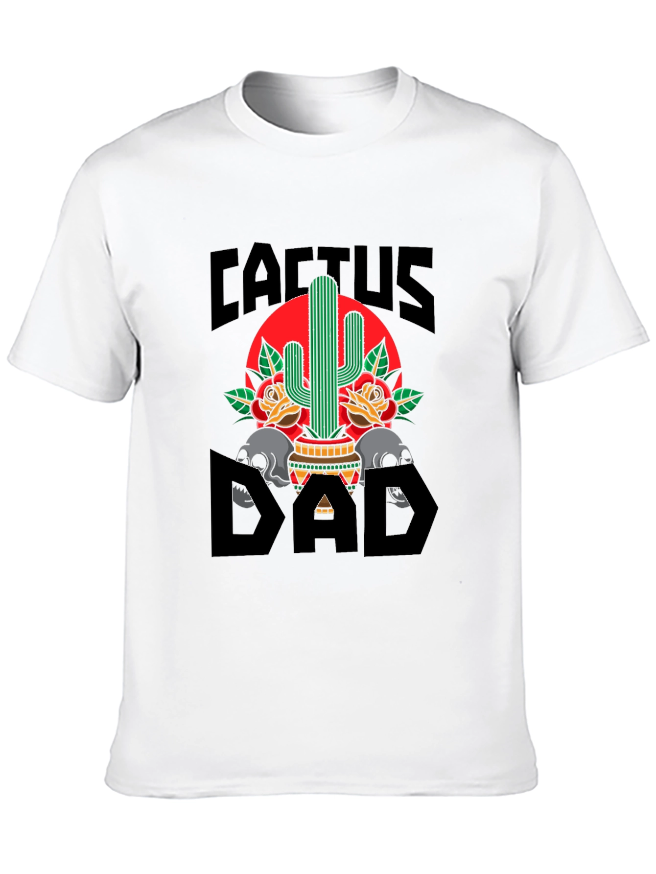 Camiseta Negra Cactus Dad con Diseño Gráfico