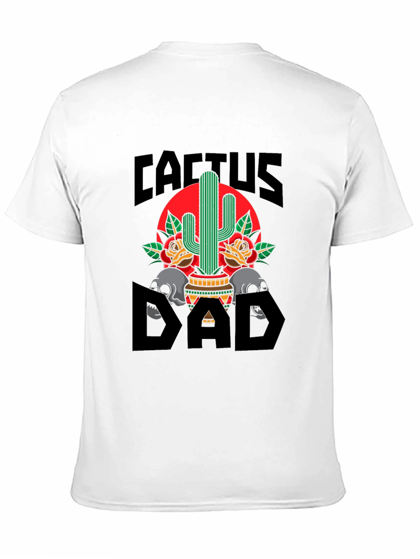 Camiseta Negra Cactus Dad con Diseño Gráfico