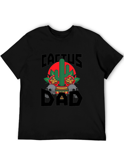 Camiseta Negra Cactus Dad con Diseño Gráfico
