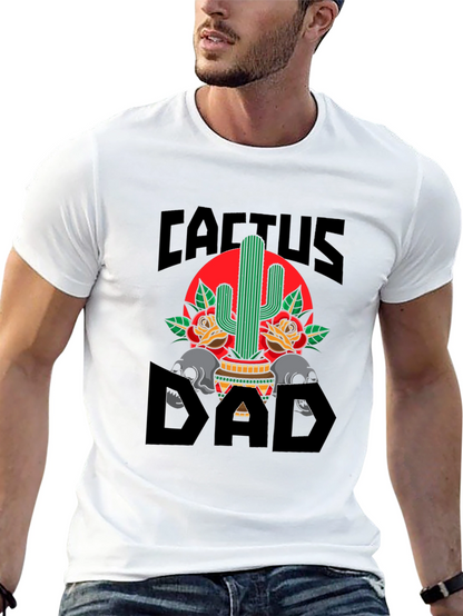 Camiseta Negra Cactus Dad con Diseño Gráfico