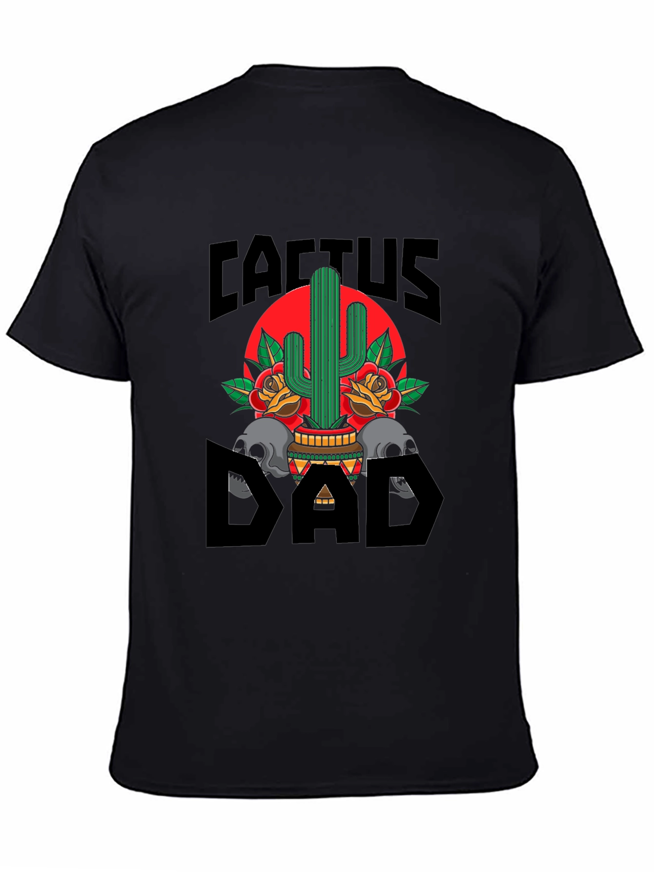 Camiseta Negra Cactus Dad con Diseño Gráfico