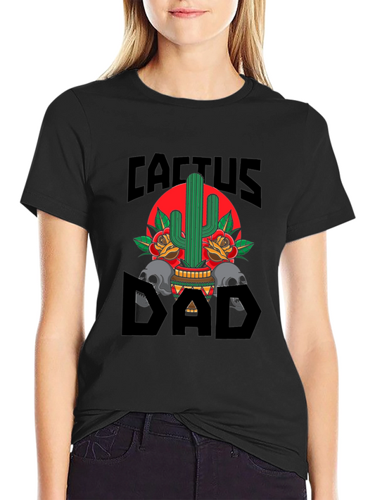 Camiseta Negra Cactus Dad con Diseño Gráfico