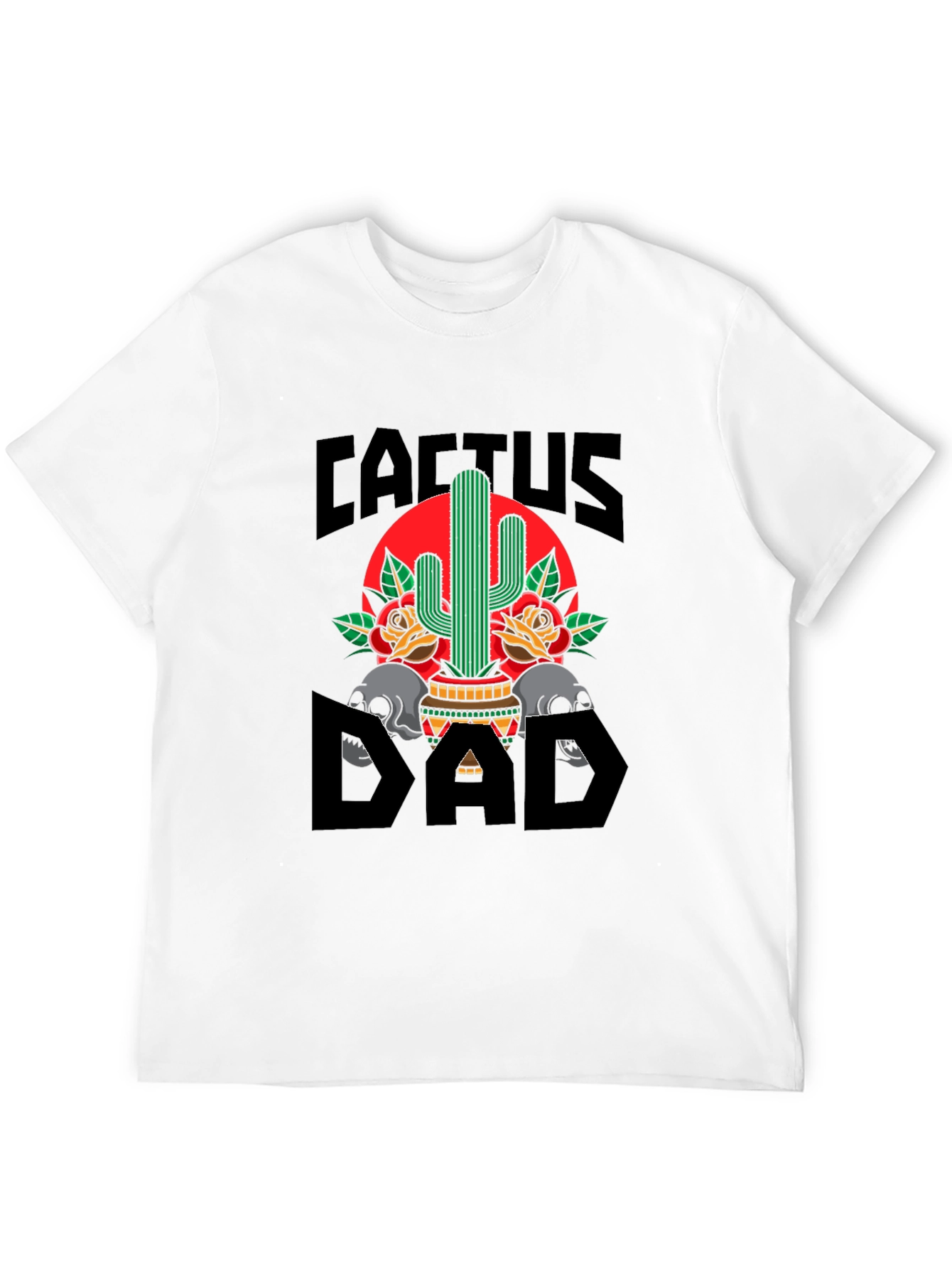 Camiseta Negra Cactus Dad con Diseño Gráfico