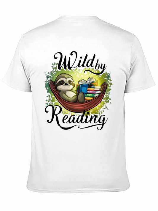 Camiseta Negra con Diseño de Perezoso Lector