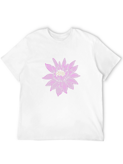 Camiseta Negra con Diseño Floral Púrpura