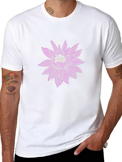 Camiseta Negra con Diseño Floral Púrpura