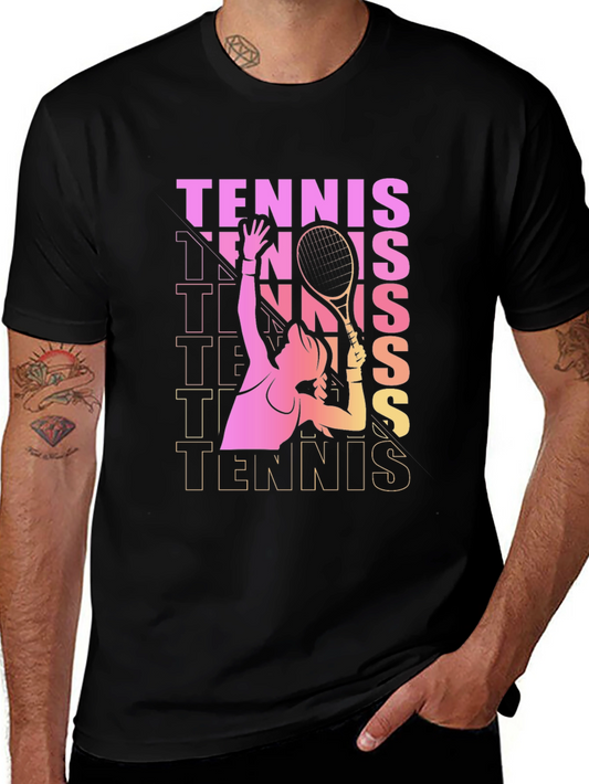 Camiseta Negra de Tenis con Diseño Gráfico Moderno