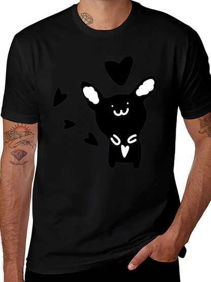 Camiseta Negra Conejito Corazones