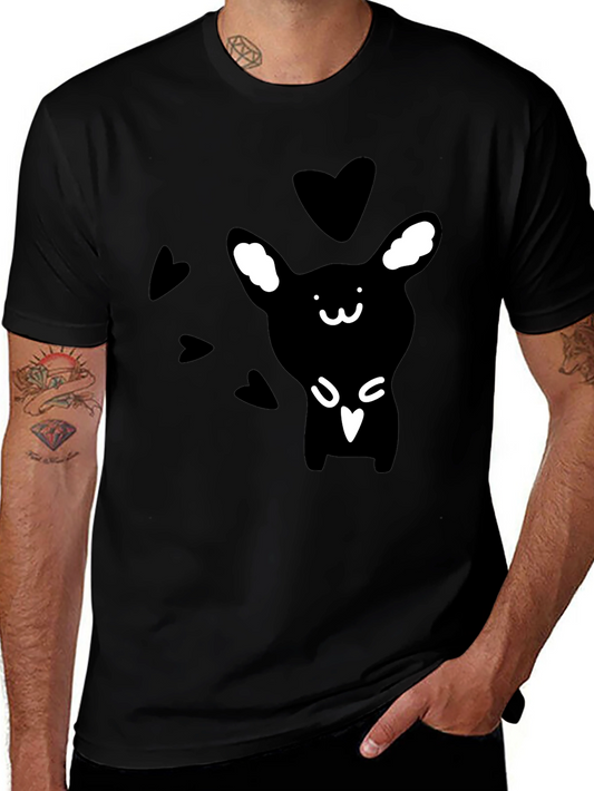 Camiseta Negra Conejito Corazones