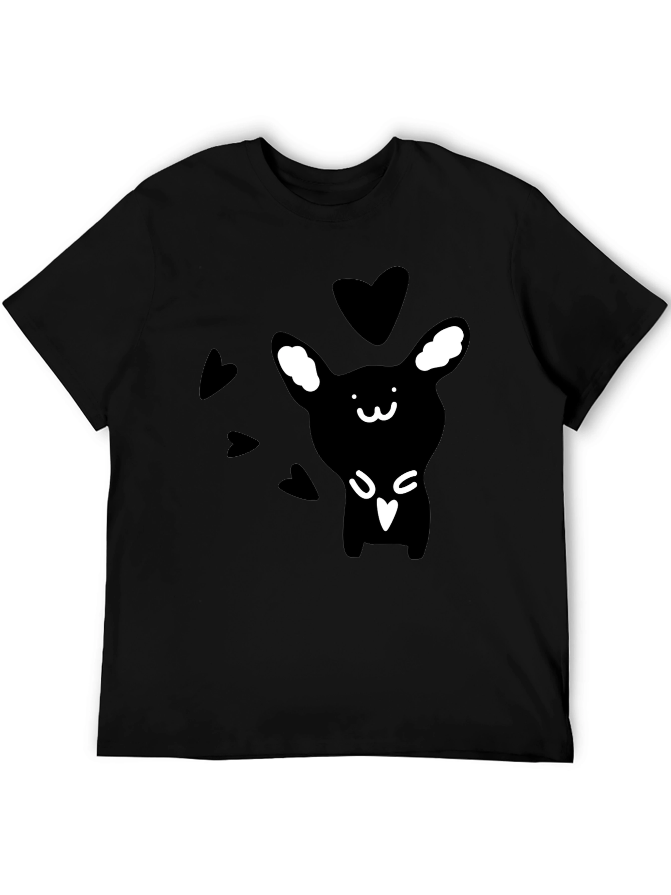 Camiseta Negra Conejito Corazones