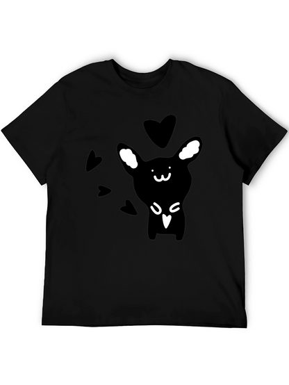Camiseta Negra Conejito Corazones
